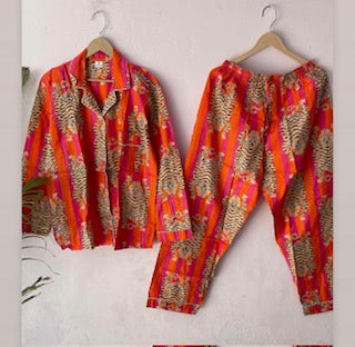 Tiger Print Long Pants Pajamas