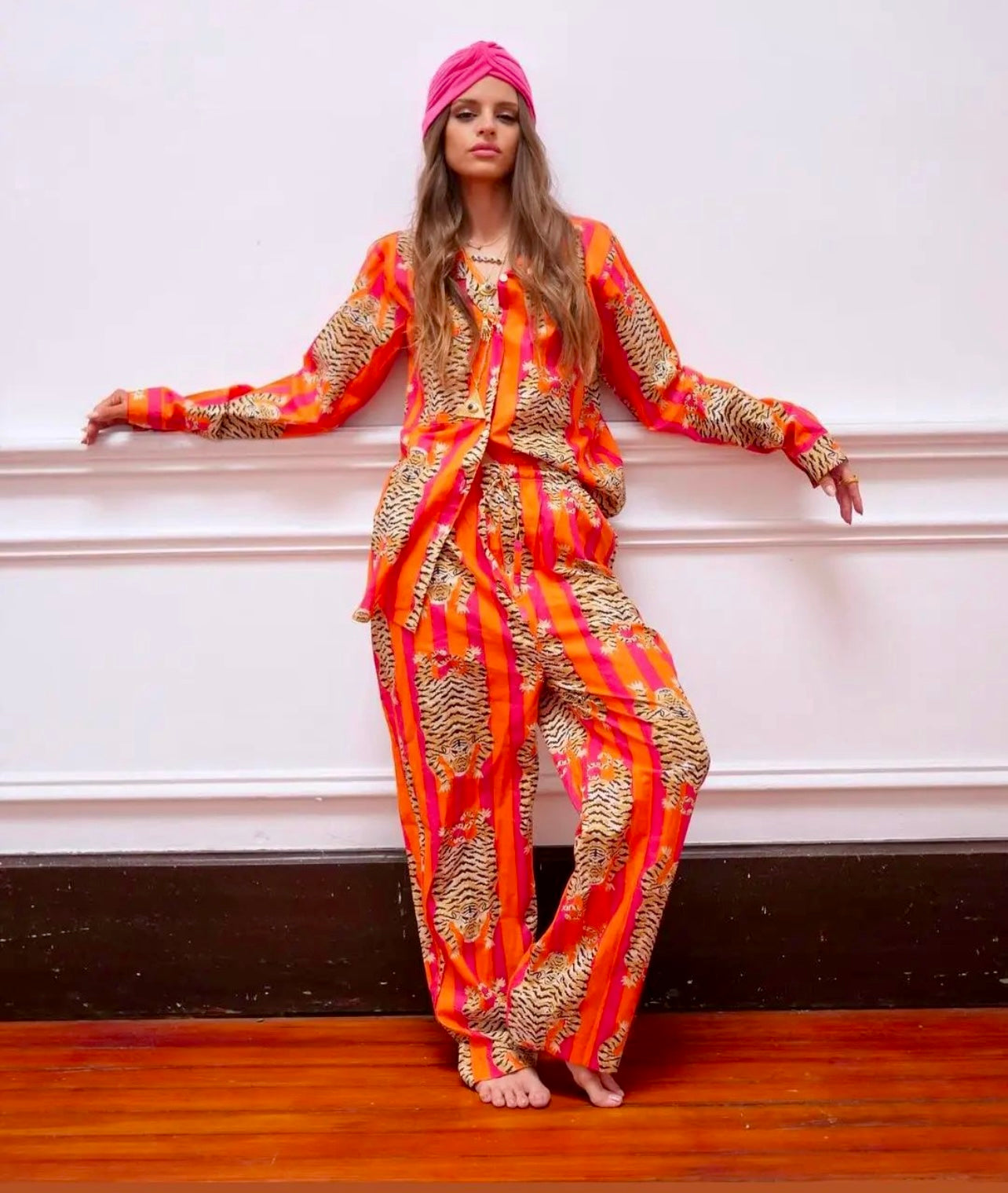 Tiger Print Long Pants Pajamas