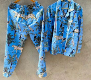 Jungle Print Organic Pajamas long pants sets