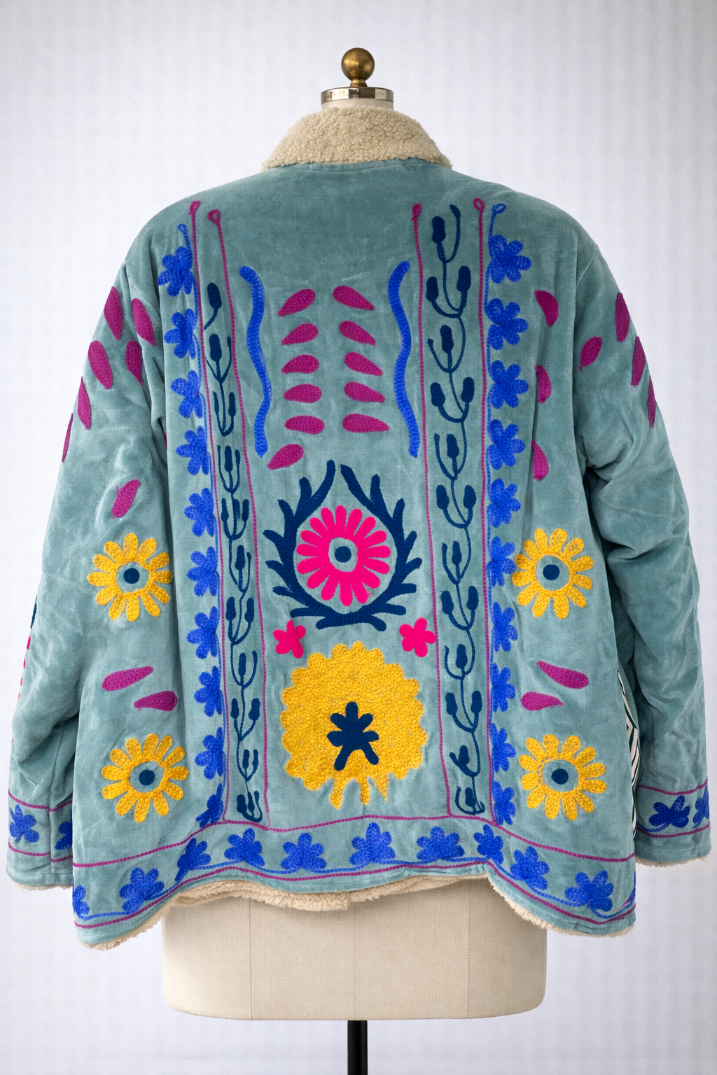 Embroidered Velvet Sherpa Jacket – Nye