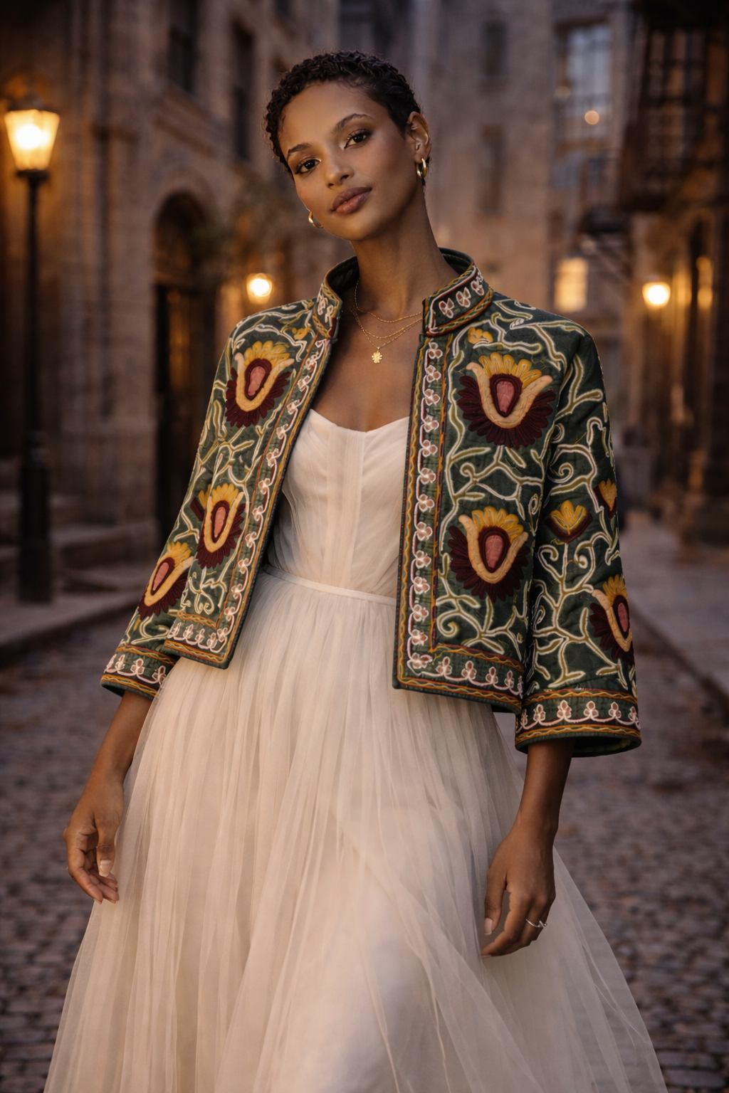 Embroidered Cotton Linen Jacket - Sayre