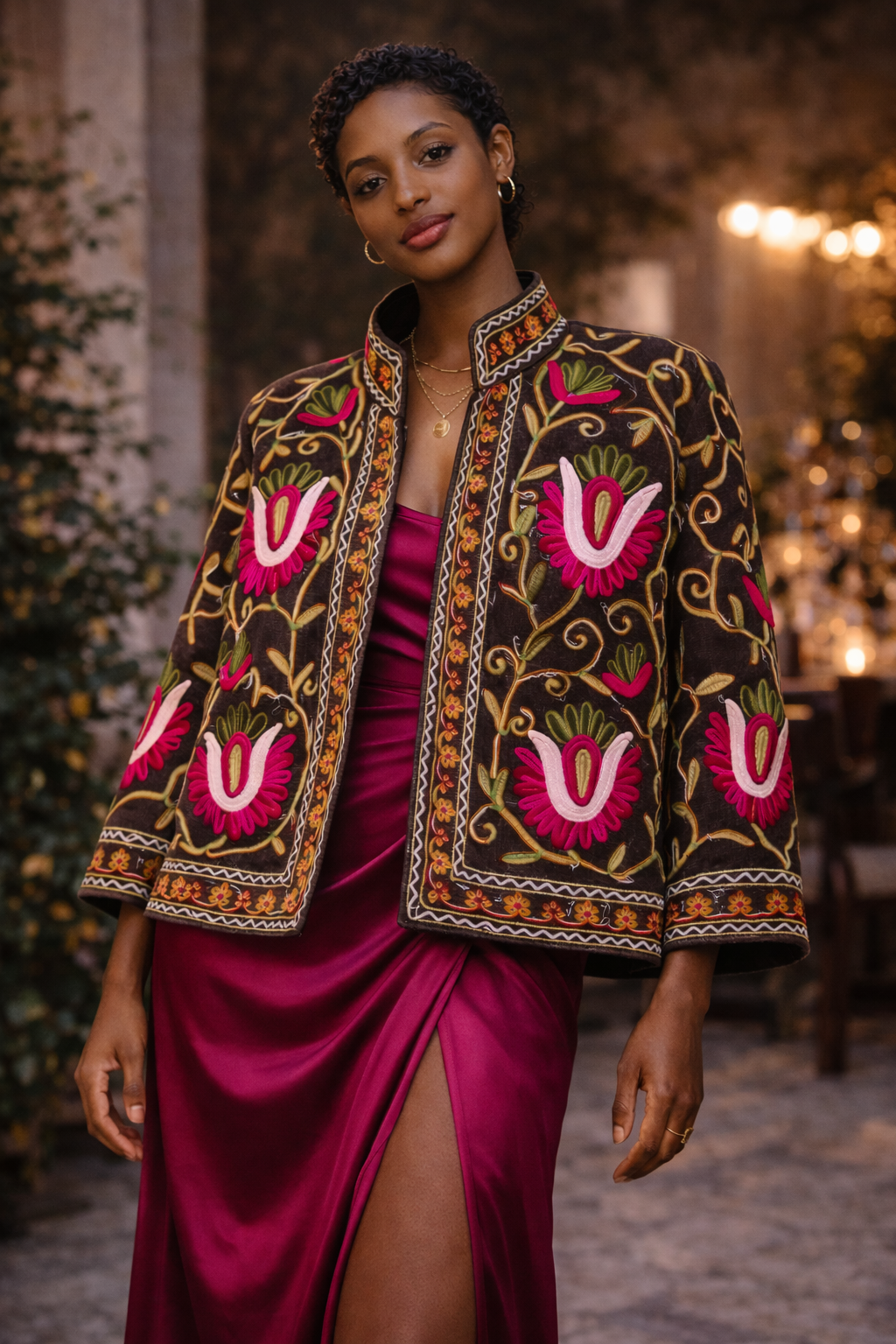 Embroidered Cotton Linen Jacket - Aire