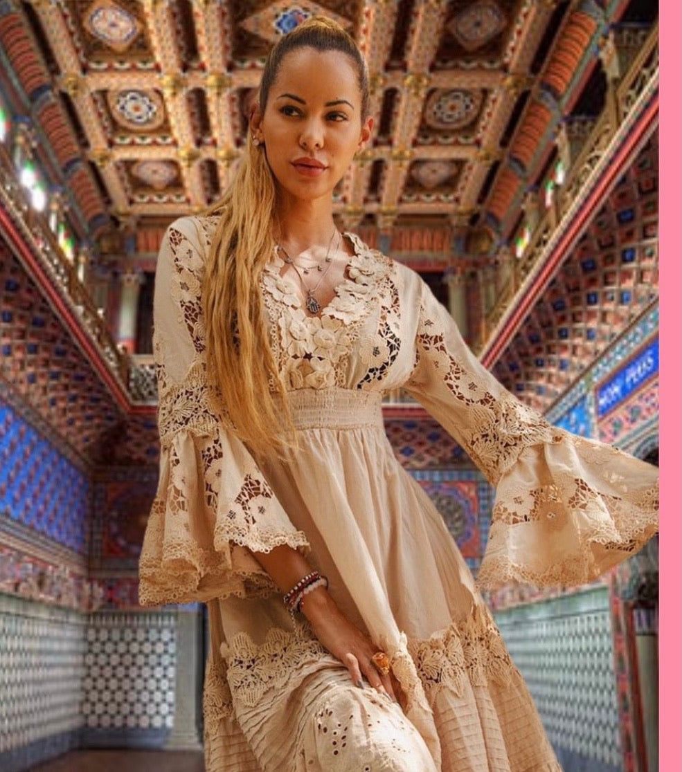 Skyler long embroidered dress