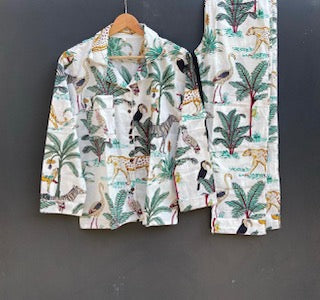 Jungle Print Organic Pajamas long  pants sets