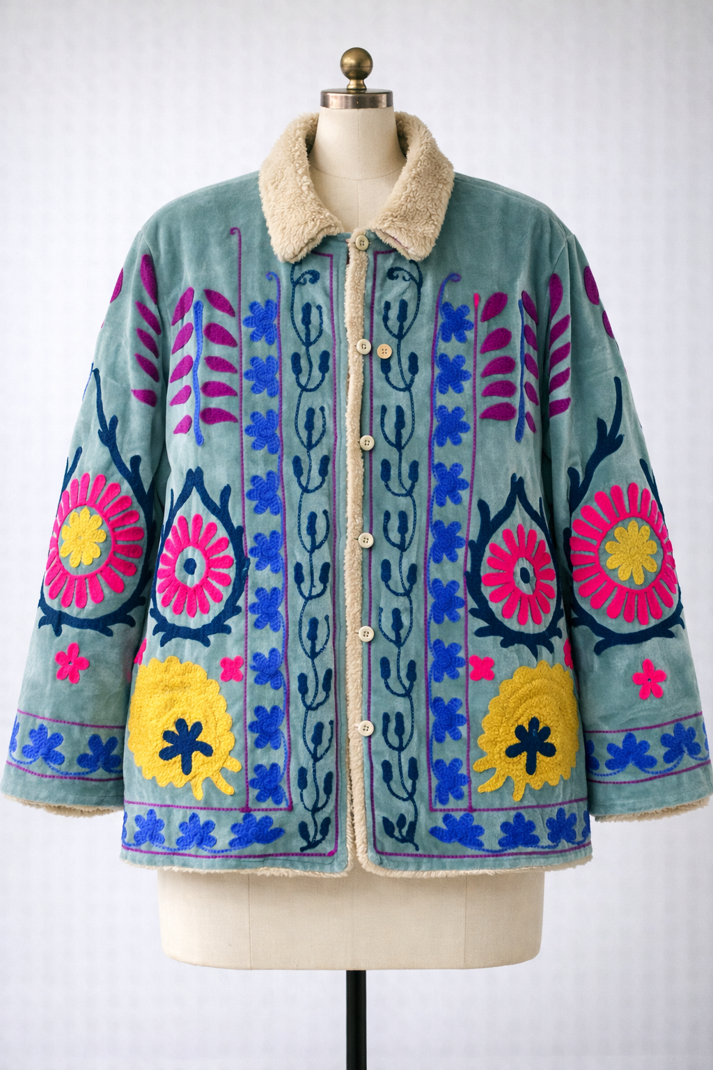 Embroidered Velvet Sherpa Jacket – Nye