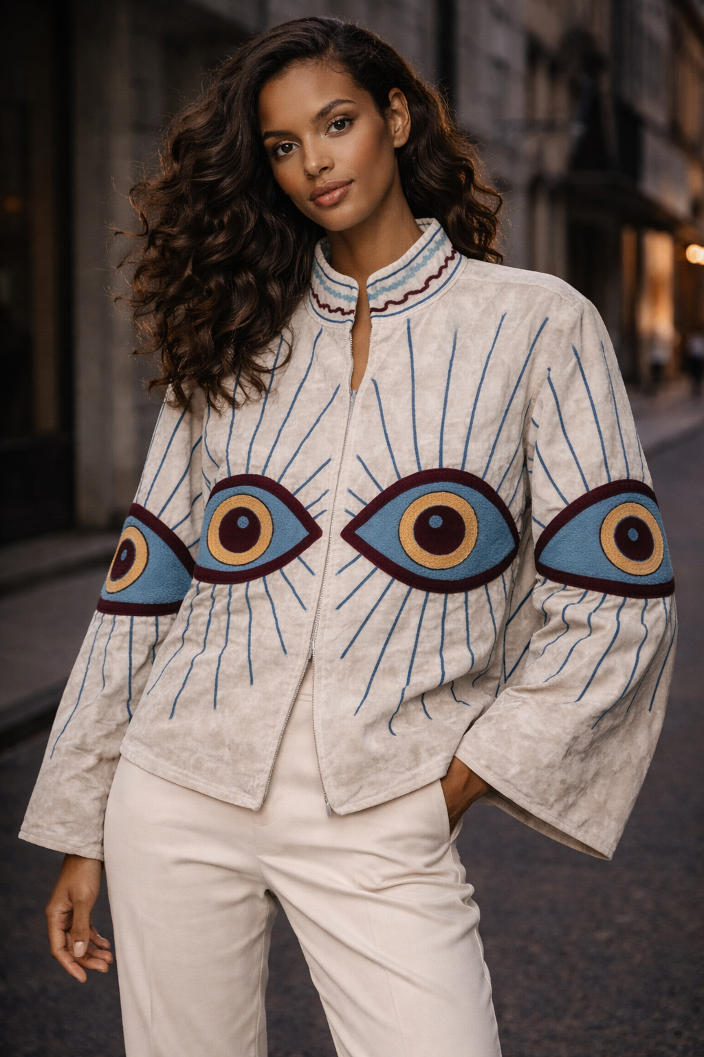 Embroidered Velvet Jacket - Shai