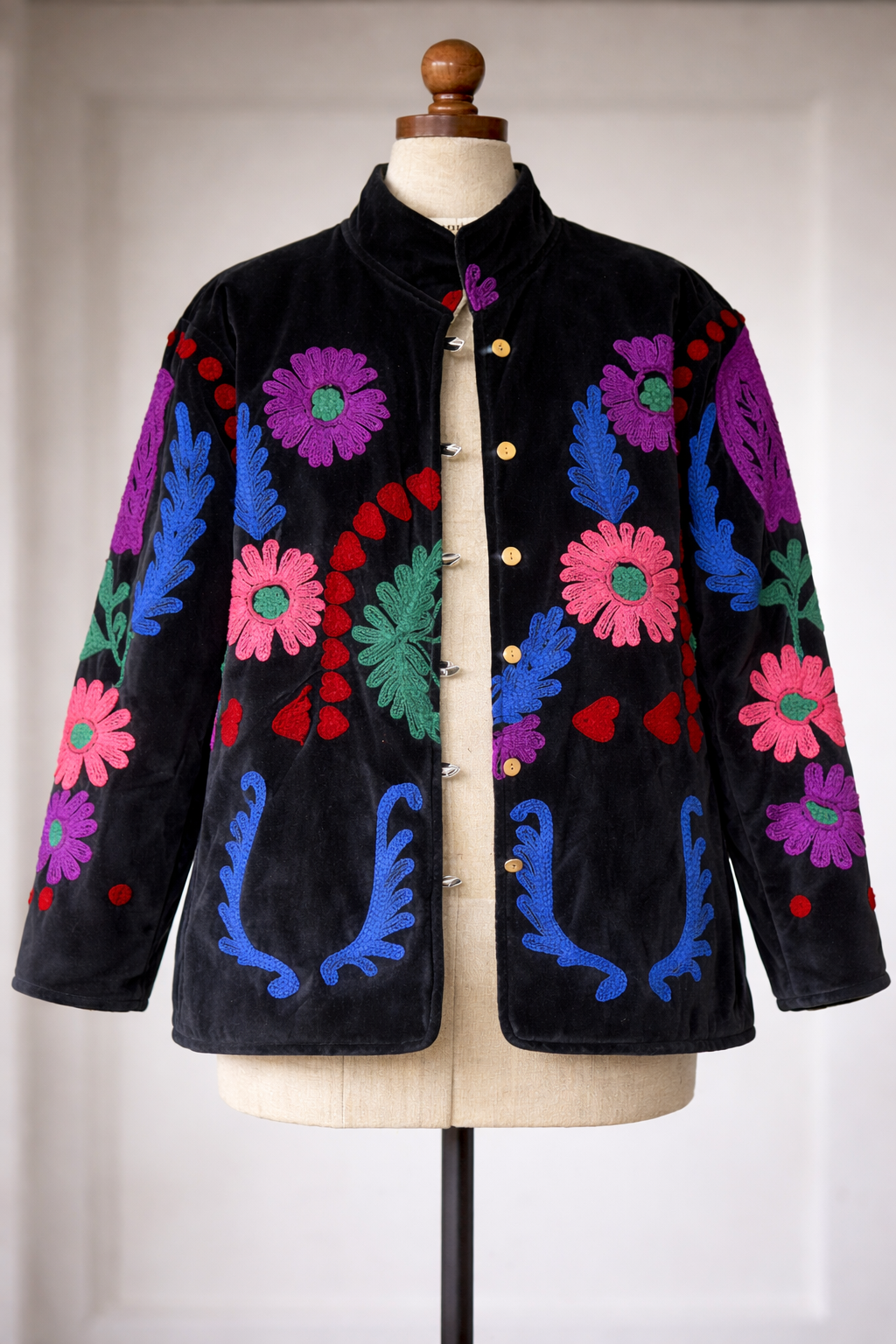 Embroidered Velvet Sherpa Jacket- Seph