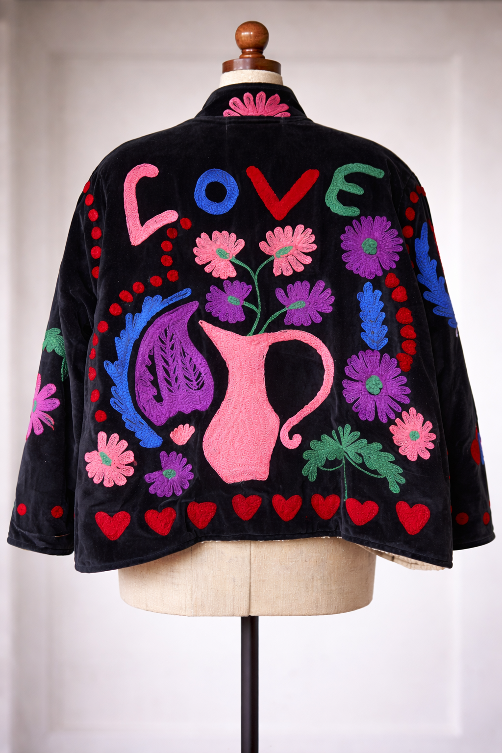 Embroidered Velvet Sherpa Jacket- Seph
