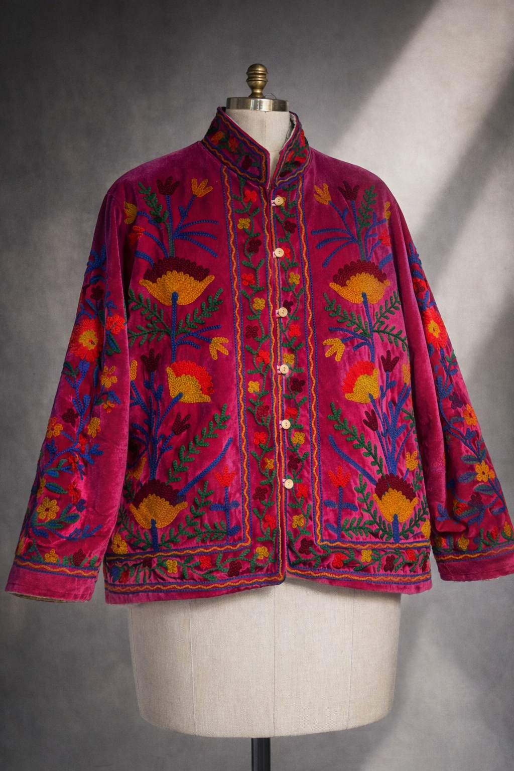 Embroidered Velvet Sherpa Jacket - Aimee