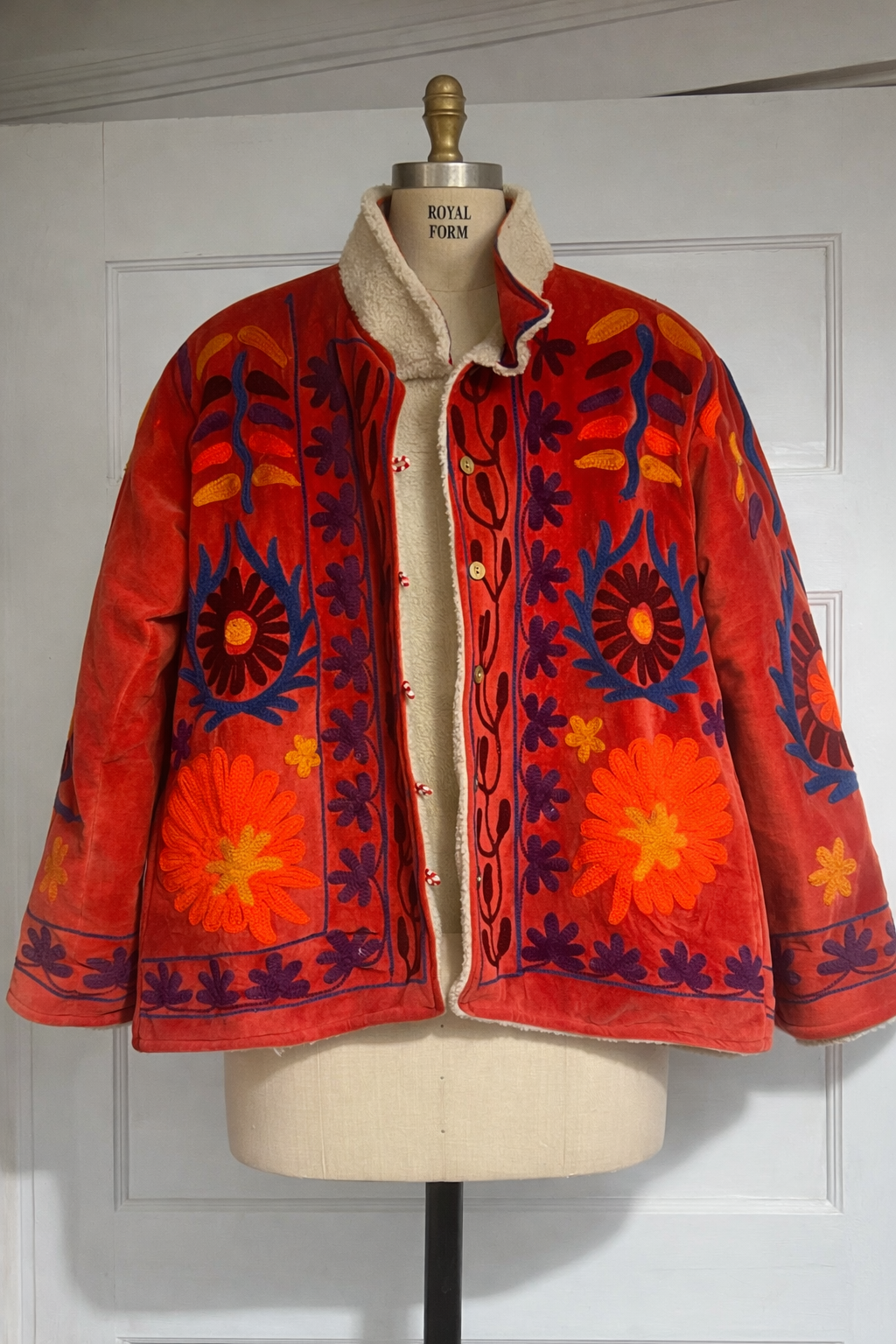 Embroidered Sherpa Jacket - Carlie