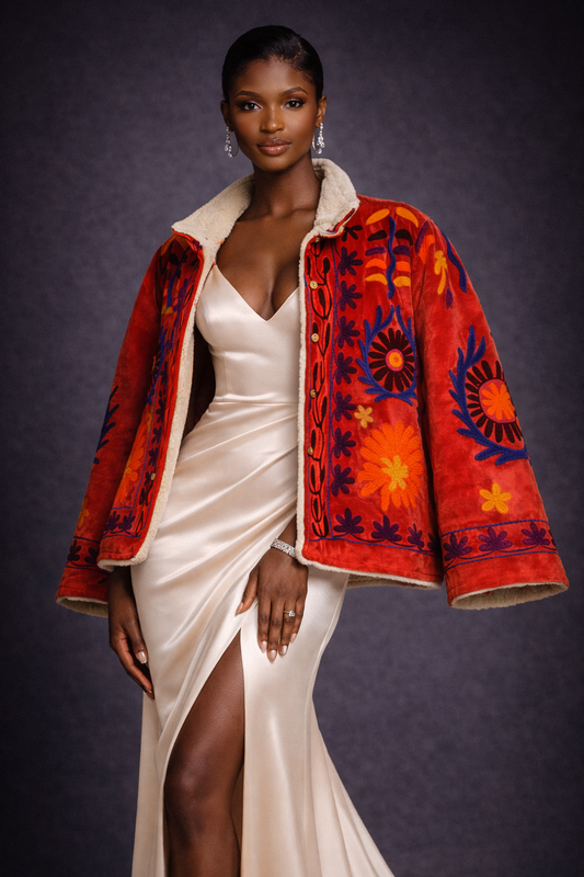 Embroidered Sherpa Jacket - Carlie