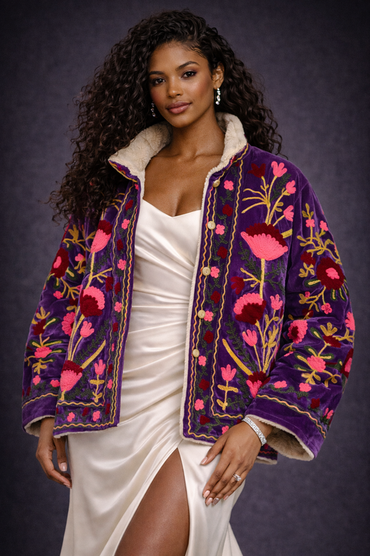 Embroidered Sherpa Jacket - shelle