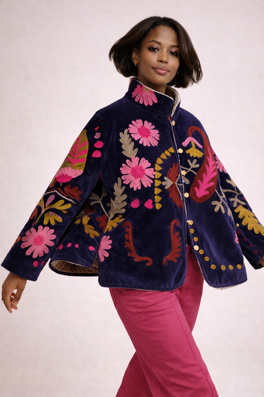 Embroidered Sherpa Jacket - Mylie