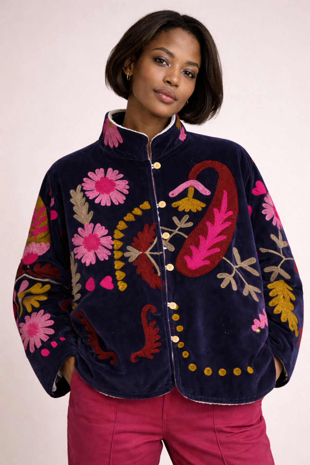 Embroidered Sherpa Jacket - Mylie