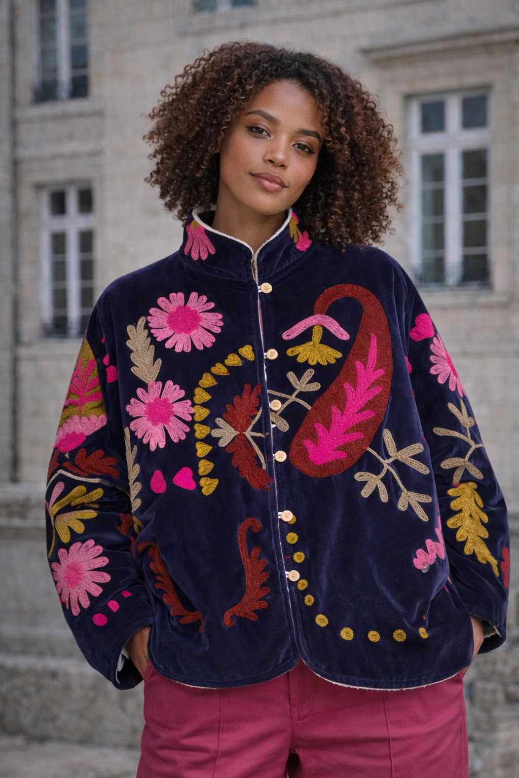 Embroidered Sherpa Jacket - Mylie