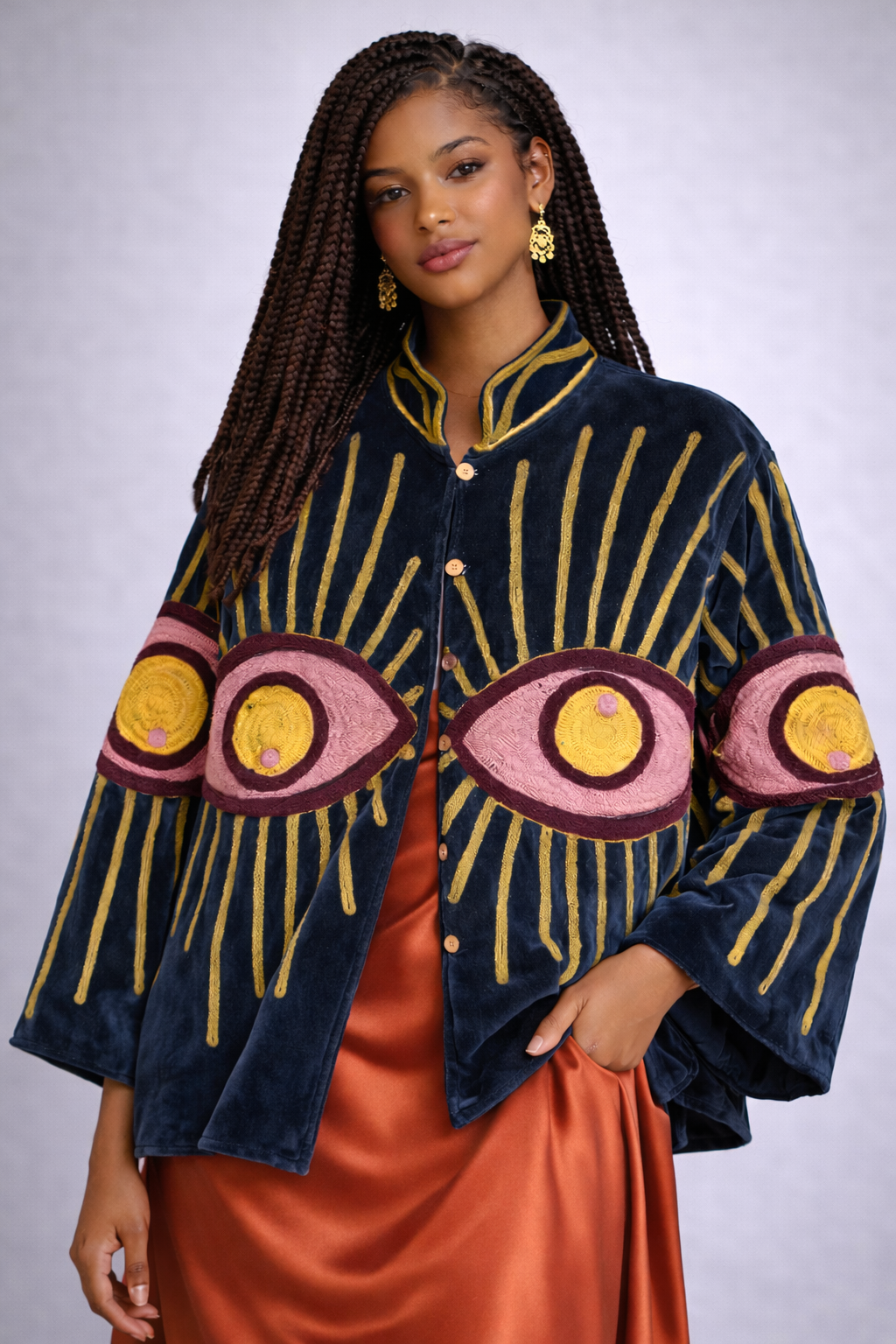 Embroidered Velvet Jacket - Serey