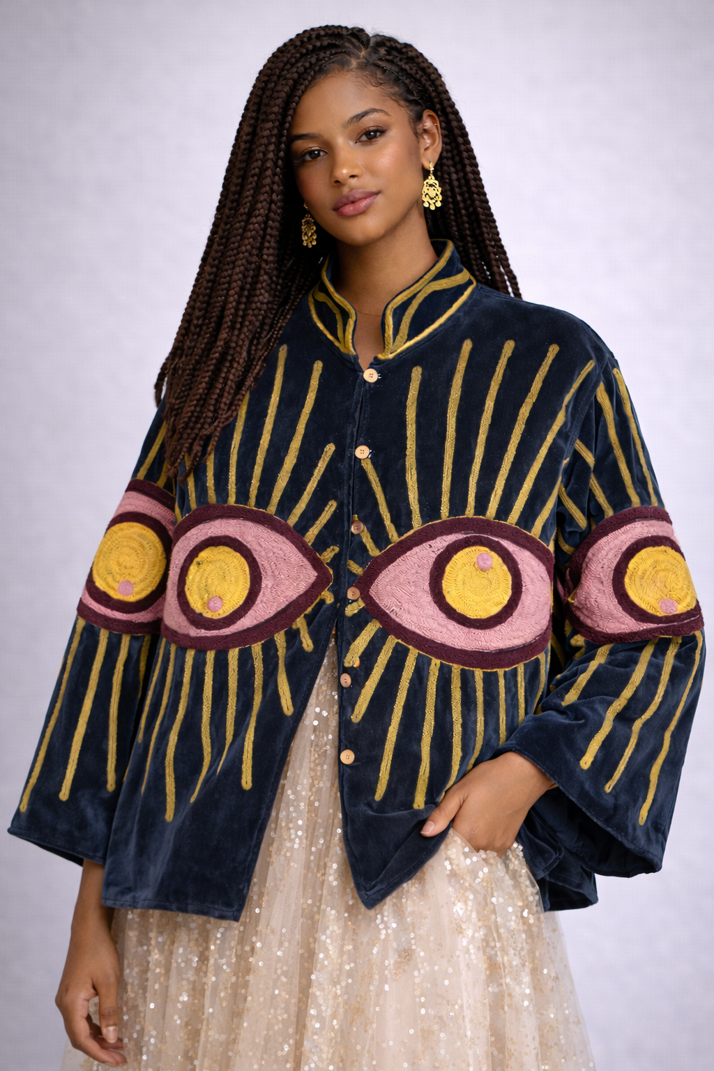 Embroidered Velvet Jacket - Serey