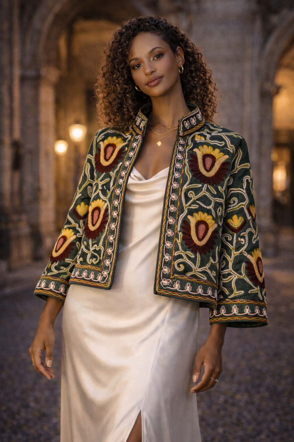 Embroidered Cotton Linen Jacket - Sayre
