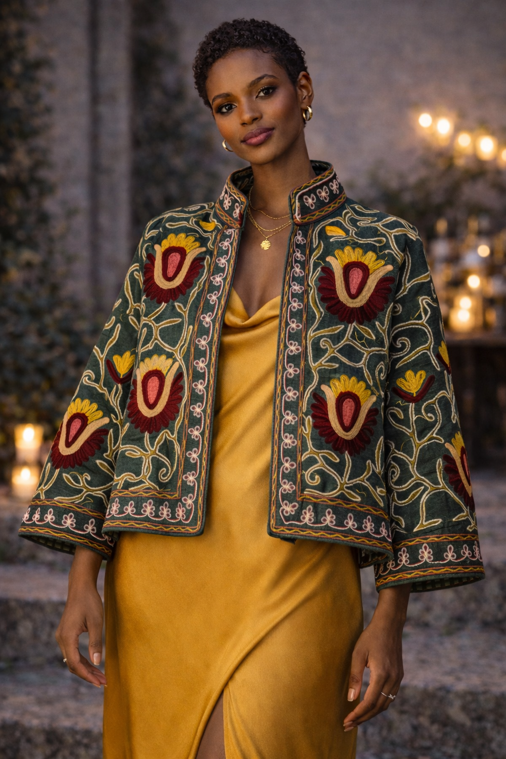 Embroidered Cotton Linen Jacket - Sayre