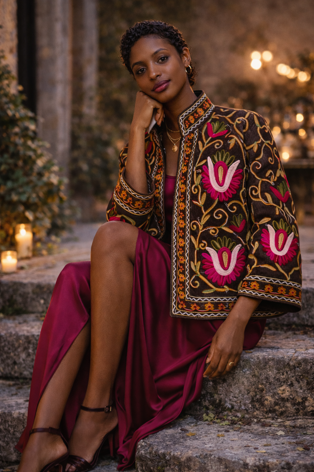Embroidered Cotton Linen Jacket - Aire