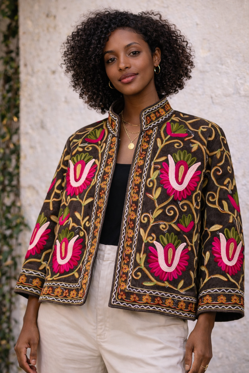 Embroidered Cotton Linen Jacket - Aire