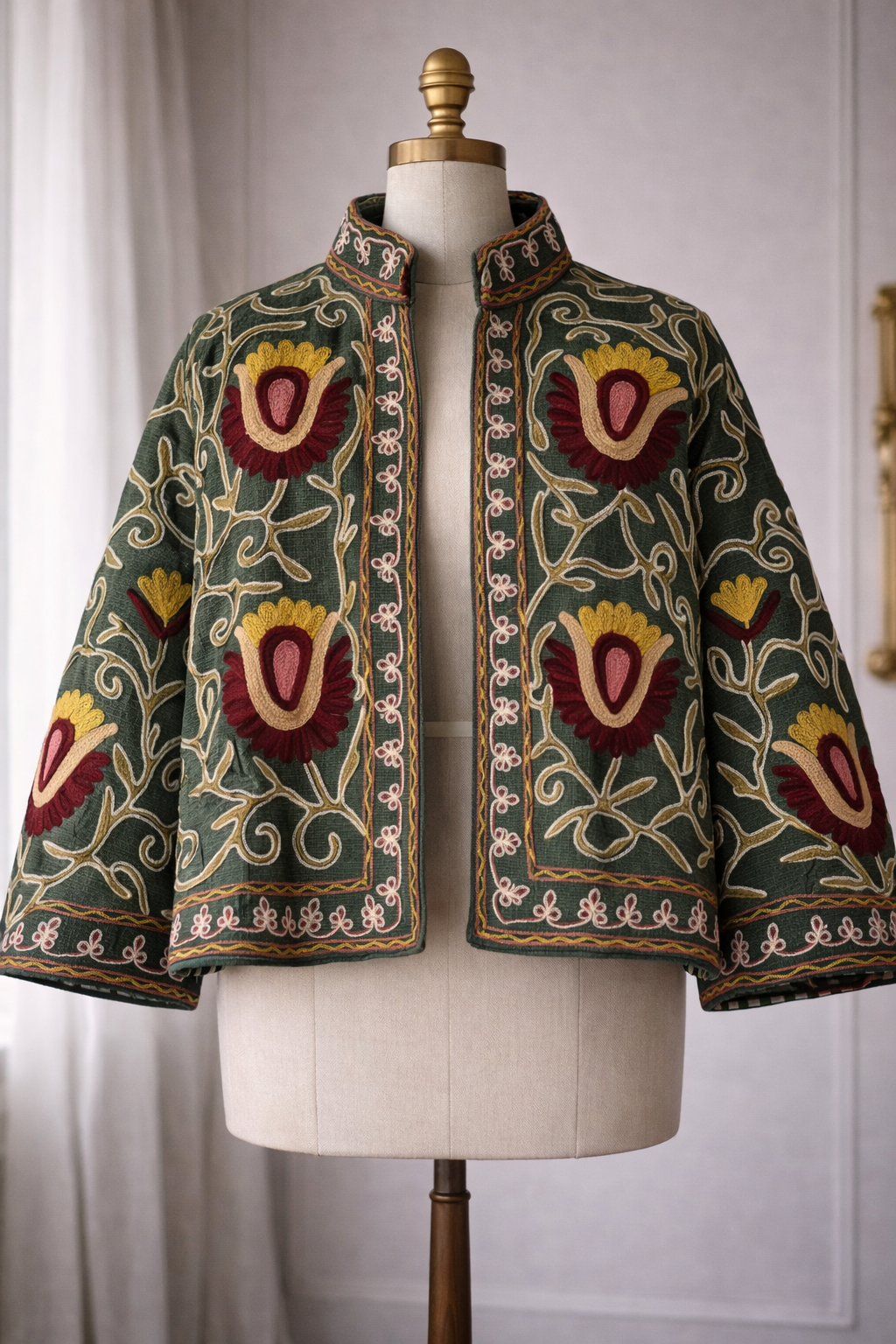 Embroidered Cotton Linen Jacket - Sayre