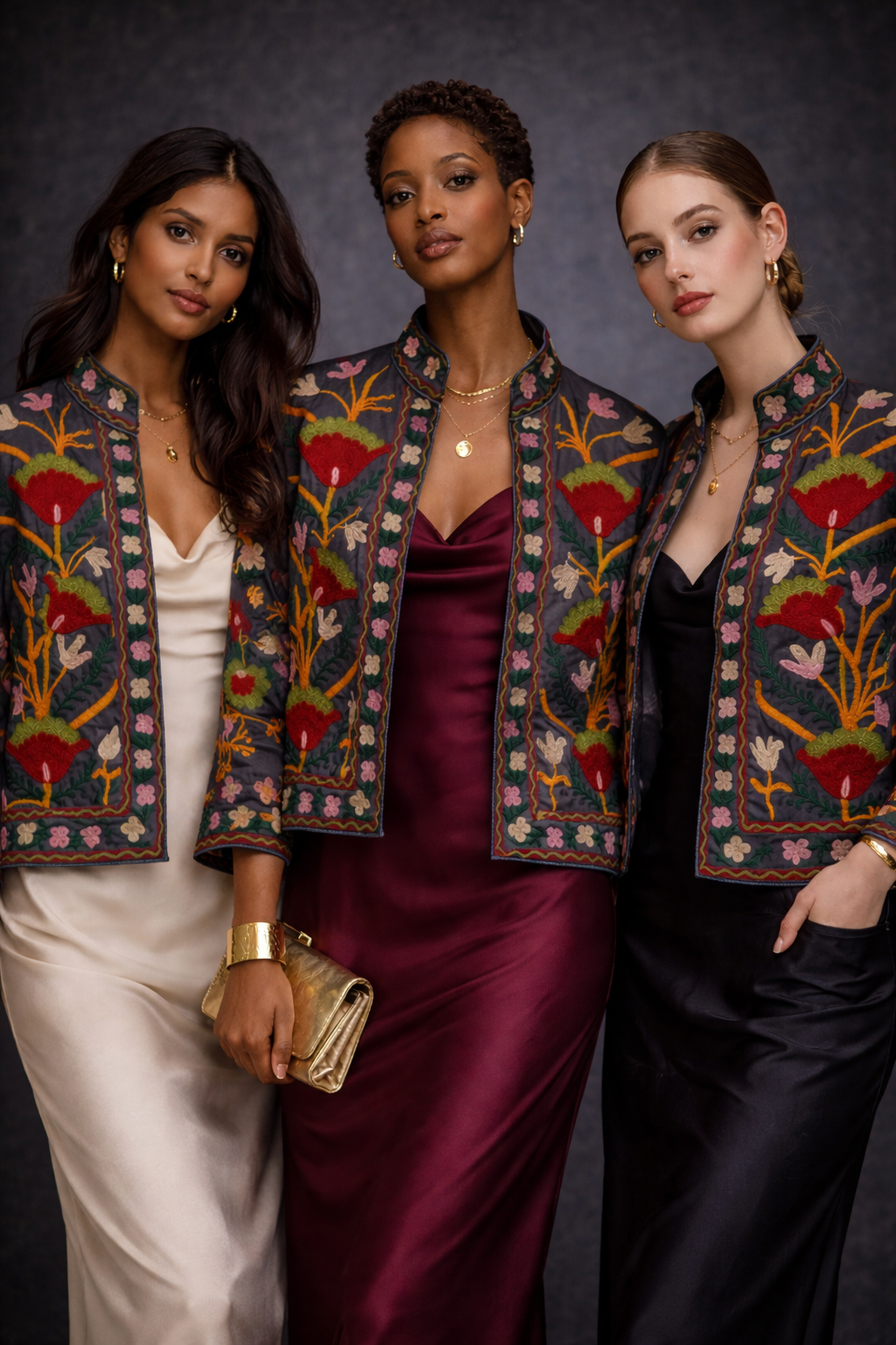 Embroidered Cotton Denim Jacket - Noire