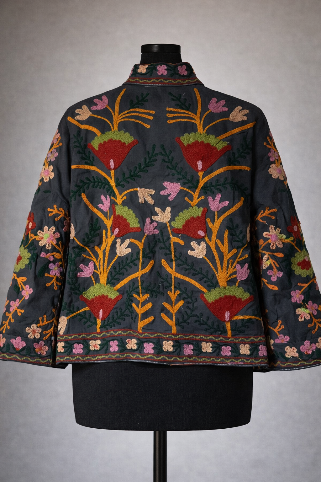 Embroidered Cotton Denim Jacket - Noire