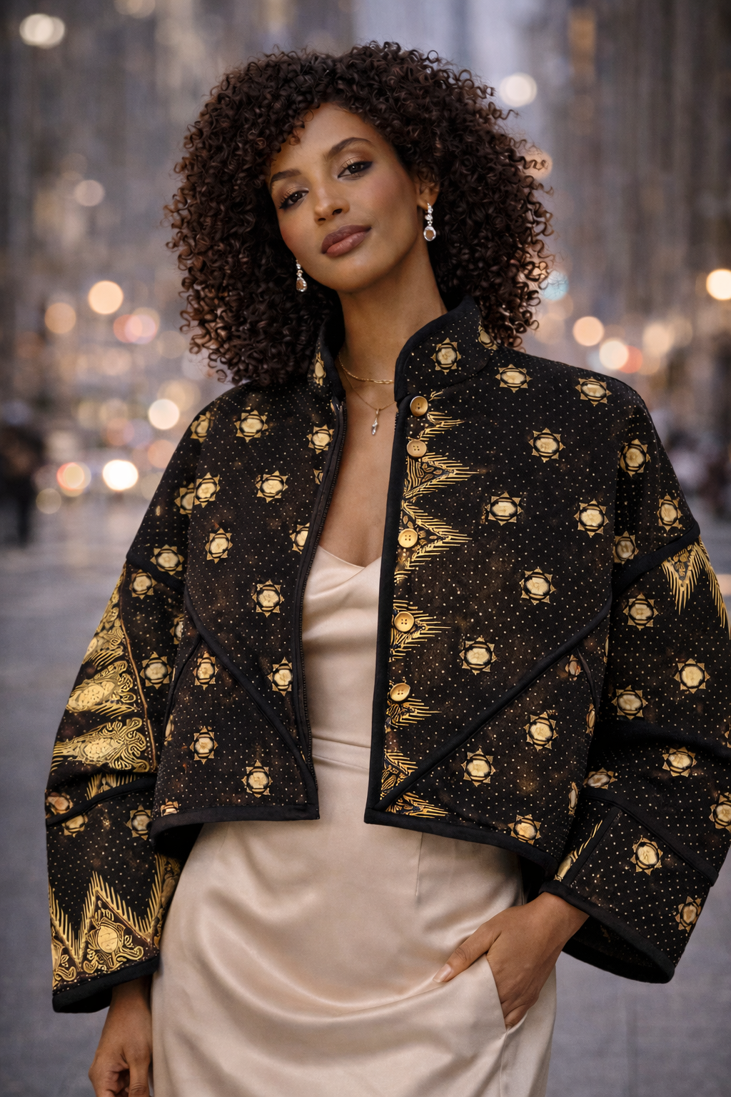 Cropped Quilted Patchwork Kantha Jacket - Kim