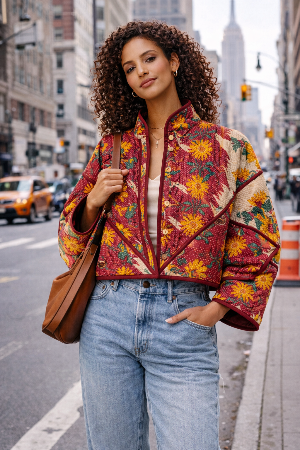 Cropped Quilted Patchwork Kantha Jacket - Lima