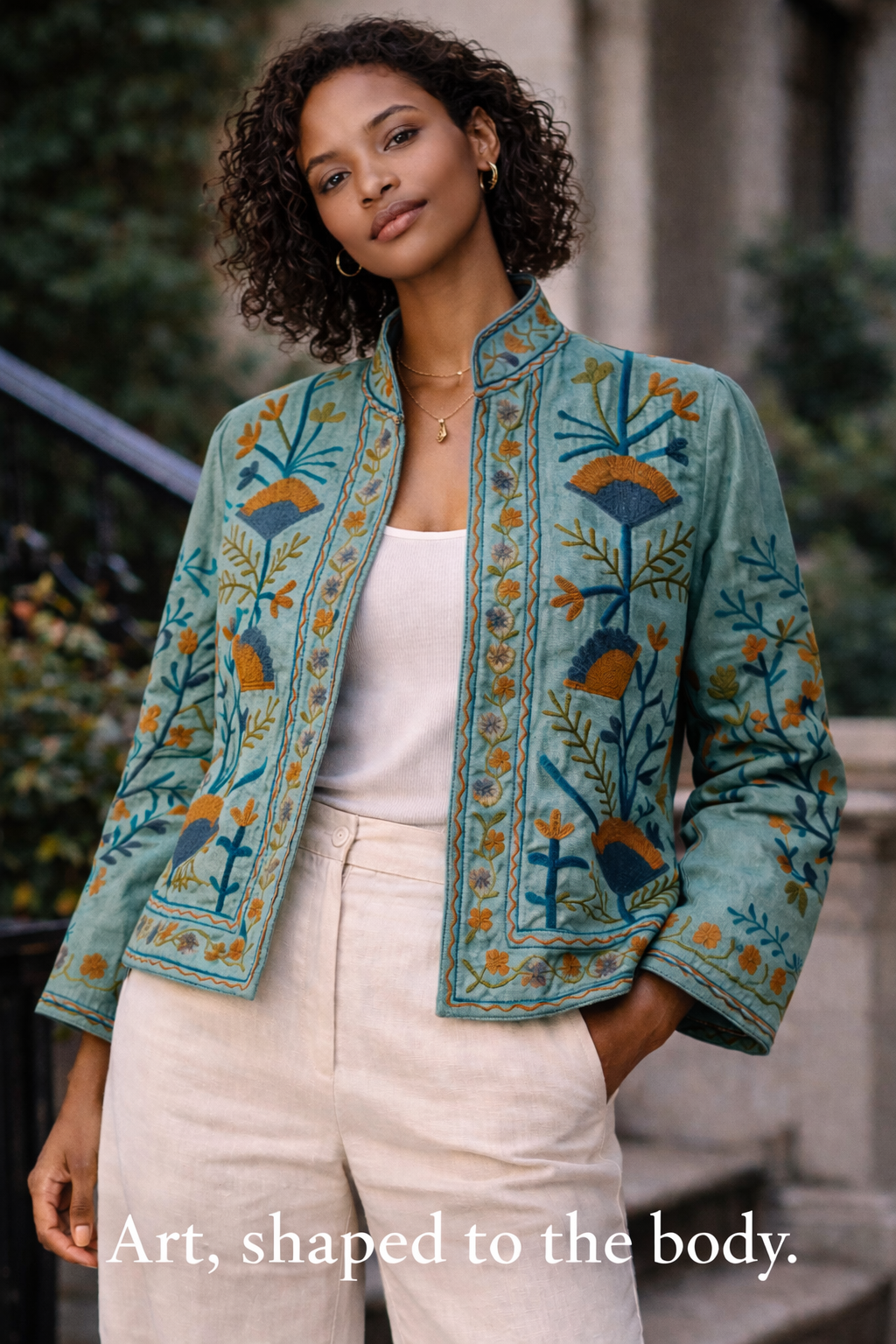 Embroidered Cotton Jacket - Sam
