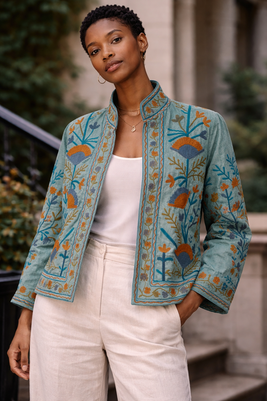 Embroidered Cotton Jacket - Sam