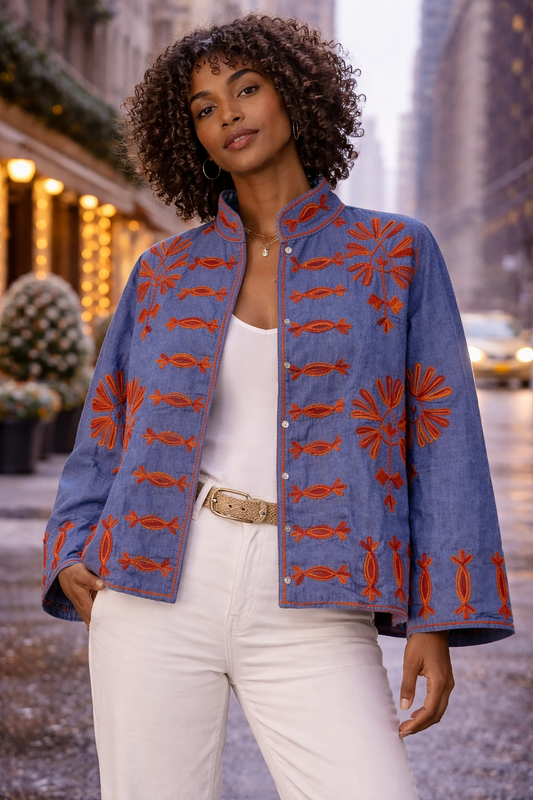 Embroidered Cotton Jacket - Nicey