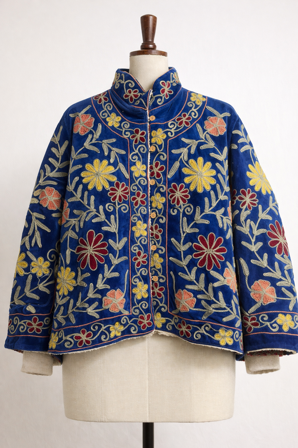 Embroidered Velvet Sherpa Jacket — Brigitte