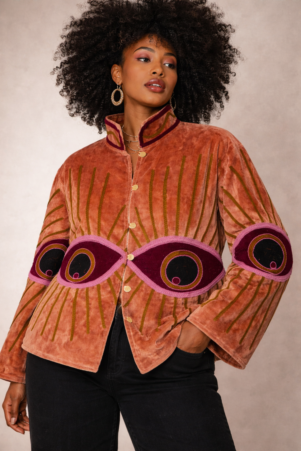 Embroidered Velvet Jacket —Val