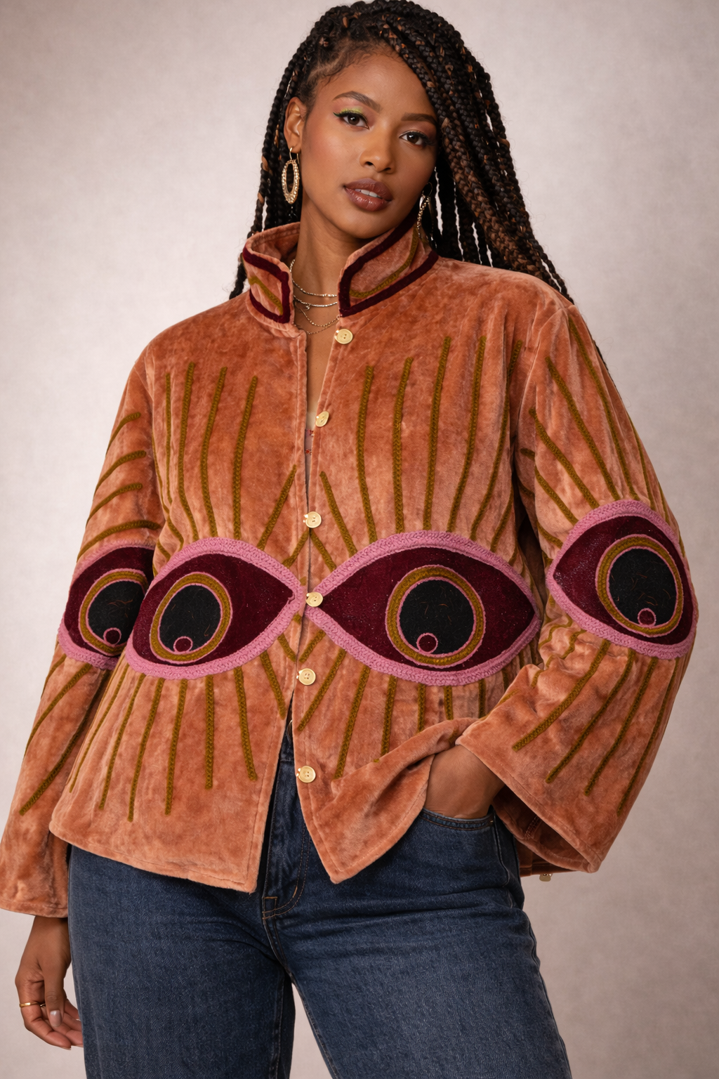 Embroidered Velvet Jacket —Val