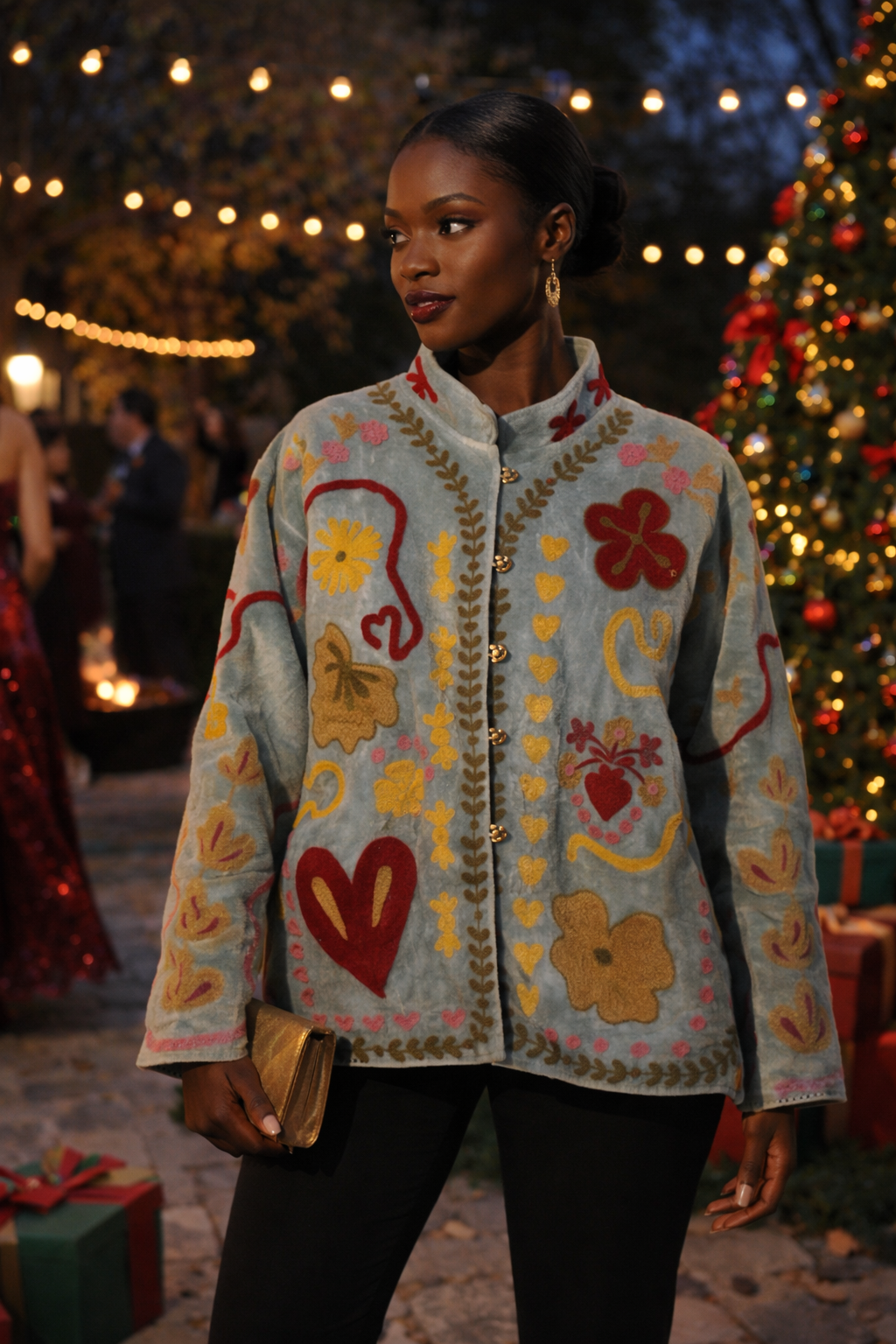 Embroidered Velvet Jacket - Erica
