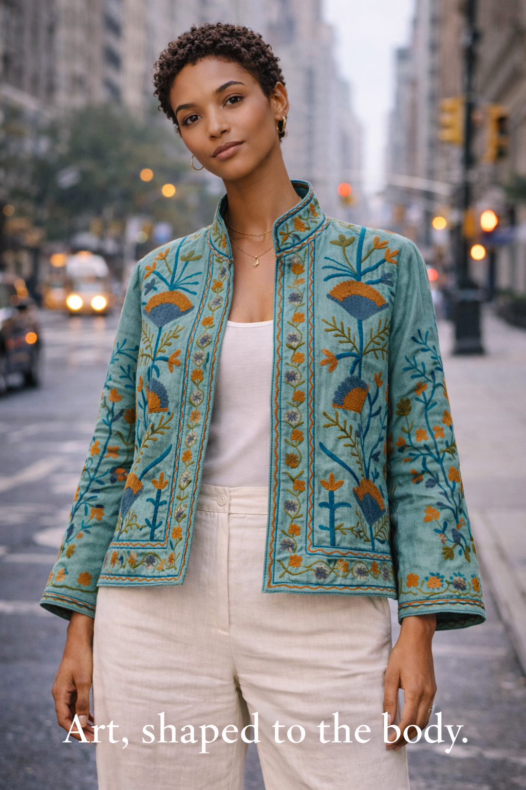 Embroidered Cotton Jacket - Sam