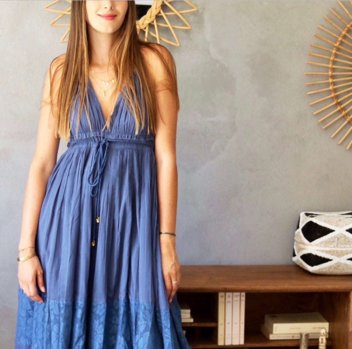 Livie Hippie  Dress open Back Long with lace